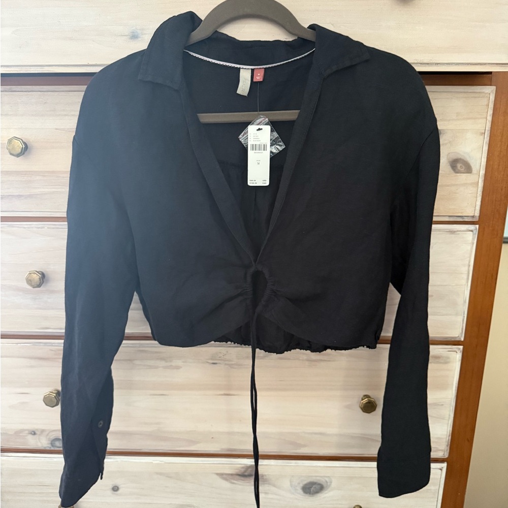 Pilcro Black Drawstring Crop Top